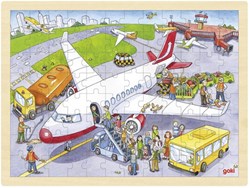 Goki Holzpuzzle Flughafen 96 Teile pädagogisches Spielzeug