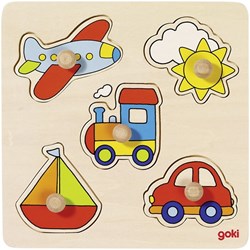Goki Holz Fahrzeuge Puzzle - Lernspielzeug 5 Teile