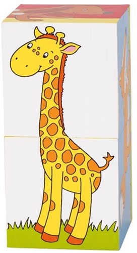 Goki Holz Würfelpuzzle Tiere - Lernspielzeug für Kinder