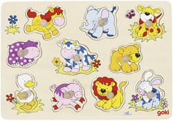 Goki Holztiere Puzzle Baby - Lernspielzeug Tiere