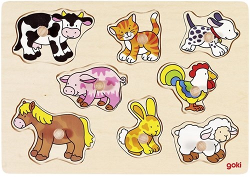 Goki Holzpuzzle Bauernhof Tiere - Lernspielzeug für Kinder