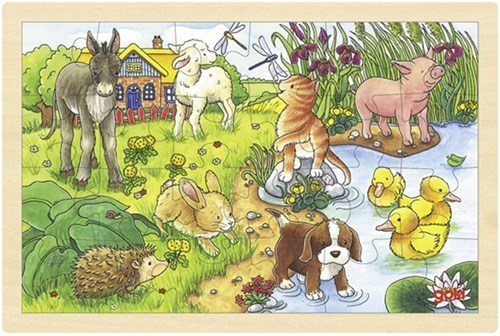 Goki Holzpuzzle Babytieren - Tierpuzzle 24 Teile