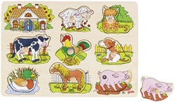 Goki Holz Bauernhof Tiere Puzzle mit Sound - Lernspielzeug