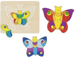 Goki Holzpuzzle Schmetterling - 3 Schichten - Lernspielzeug