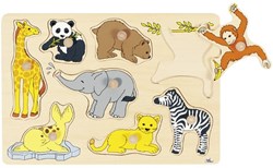 Goki Holz Steckpuzzle wilde Babytierarten - Lernspielzeug