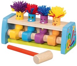 Goki Holz Hammerbank Hippie Hopper buntes Spielzeug mit Springfiguren