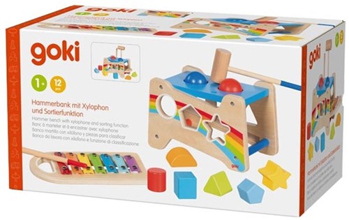 Goki Holz Hammerbank Xylophon Sortierfunktion Lernspielzeug-2
