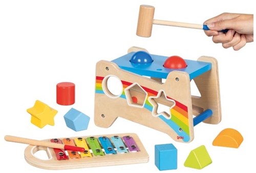 Goki Holz Hammerbank Xylophon Sortierfunktion Lernspielzeug