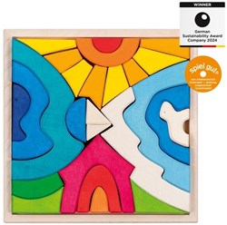 Goki Holzbausteine Puzzle kleiner Eisbär - Lernspielzeug für Kinder