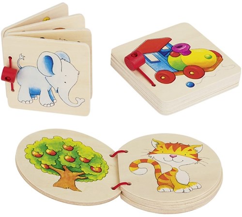 Goki Holz Babybuch Elefant - buntes Spielzeug Bilderbuch