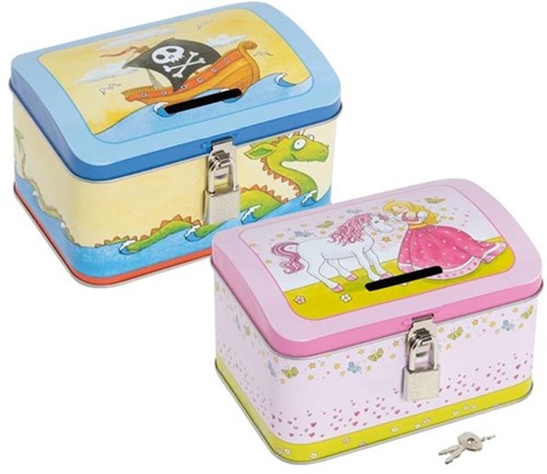 Goki Spardose - Pirat und Prinzessin Metall Kinderspardose