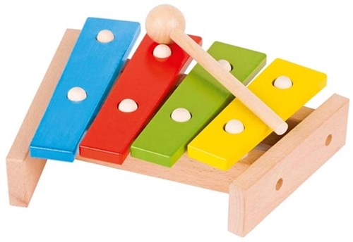Goki Xylophon Holz Musikinstrument buntes Spielzeug 4 Töne