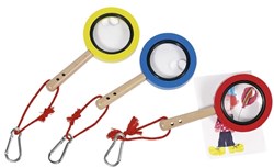 Goki Holzlupe mit Karabiner - Spielzeug Lupe für Kinder