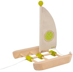 Goki Katamaran Bausatz - Holzspielzeug Boot 11-teilig