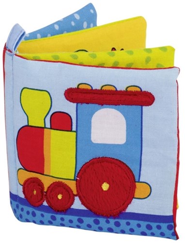 Goki Stoff-Bilderbuch für Babys mit Quietscher und Knisterfolie - buntes Spielzeug