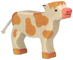 Holztiger Holz Kalb braun - Bauernhof Tier Spielfigur Holz