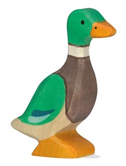 Holztiger Holz-Erpel Spielfigur naturgetreu für Kinder