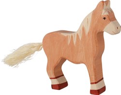 Holztiger Holzpferd hellbraun Spielfigur handgefertigt