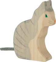 Holztiger Holzkatze Spielfigur - handgefertigtes nachhaltiges Spielzeug