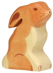 Holztiger Holz Hase Spielfigur - handgefertigtes Waldtier Spielzeug