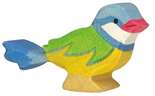 Holztiger Holz Blaumeise Spielfigur natur handbemalt