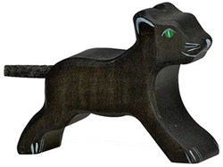 Holztiger Holz Panther Spielfigur schwarz - handgefertigt und sicher