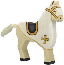 Holztiger Holz Turnierpferd weiß - Spielfigur Pferd 17 cm
