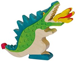 Holztiger Holzdrache grün - Spielfigur für fantasievolles Spielen