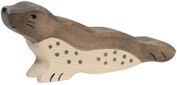 Holztiger Holz Robbe Spielfigur handgefertigt wasserbasierte Farben