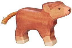 Holztiger Holz Bauernhof Spielfigur Hochlandkalb braun