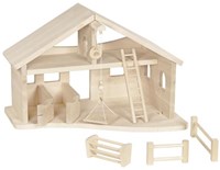 Holztiger Scheune Holzspielzeug mit Seilwinde Bauernhof