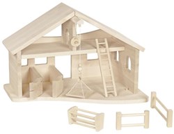Holztiger Scheune Holzspielzeug mit Seilwinde Bauernhof
