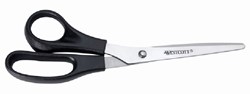 Quantore Schere Edelstahl Linkshänder 21cm - Büroschere schwarzer Griff