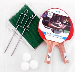 HOT Sports + Toys Tischtennis Set 2 Sterne mit Netz und Bällen - blau