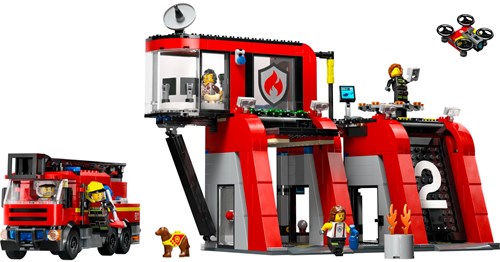 LEGO City Feuerwehr Spielzeug Feuerwehrstation und Feuerwehrauto 60414-2