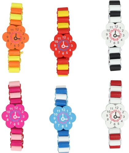 Holzfarbenes Uhr Spielzeug Accessoire für Kinder-3