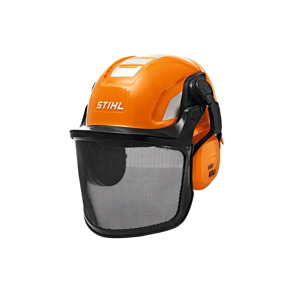 Vedes Spielzeughelm orange mit verstellbarem Visier und Gehörschutz