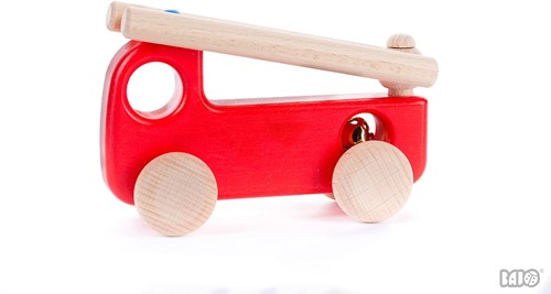 Auto Holzauto Spielzeugauto Feuerwehr Feuerwehrauto mit Glocke 15 cm
