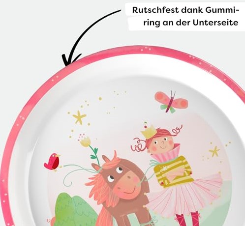 Haba Kindergeschirr Teller Prinzessin und Pferd - Melamin - Rosa - 18 cm-2