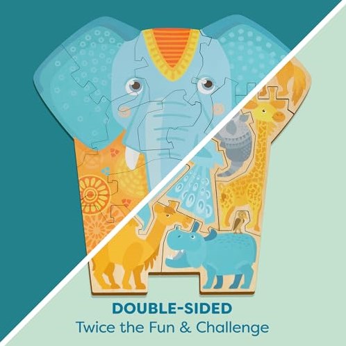 Haba Puzzle Tiere 2 in 1 - Elefant Karton 12 Teile-2