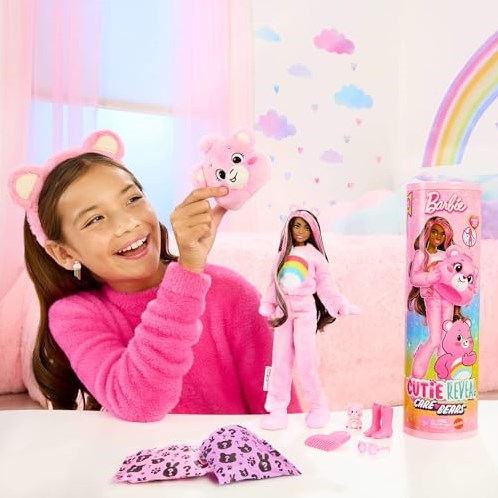 Mattel Barbie Cutie Reveal Glücksbärchis Puppe rosa - Überraschungspuppe-2
