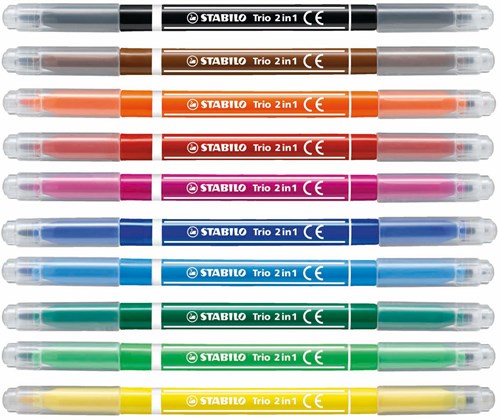Stabilo Filzstifte Trio 2 in 1 mit dünner und dicker Spitze - Etui 10 Farben-3