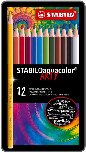 Stabilo aquacolor Premium Aquarell-Buntstifte Metalletui 12 Farben