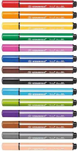 Gefederter Dreikant-Filzstift - STABILO Trio Scribbi - 14er Pack - mit 14 verschiedenen Farben-2