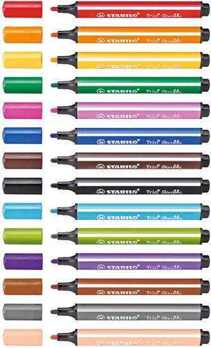 Gefederter Dreikant-Filzstift - STABILO Trio Scribbi - 14er Pack - mit 14 verschiedenen Farben-3