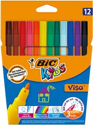 BIC Kids Filzstifte Visa - 12 Farben - Feine Spitze - Auswaschbar