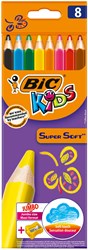 BIC Farbstifte Supersoft - 8 Stück mit Spitzer - Mehrfarbig