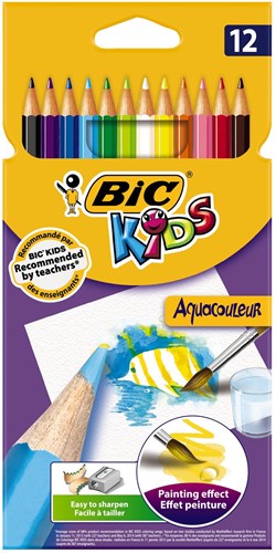 BIC Buntstifte Aquacouleur Set mit 12 Aquarellstiften für Kinder