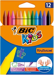 BIC Farbkreide Kids Plastidecor Etui 12 Stück Wachsmalkreiden Mehrfarbig