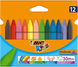 BIC Farbkrei Kids Plastidecor Triangle - 12 Stück - Wachsmalkreide